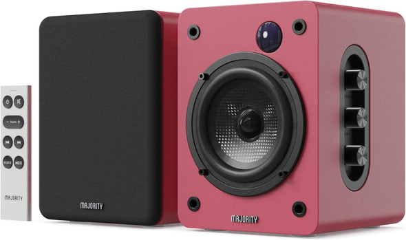 Majority D50X Bookshelf Bluetooth Speakers - Wireless Active Speakers Pair - Red | 1000003128