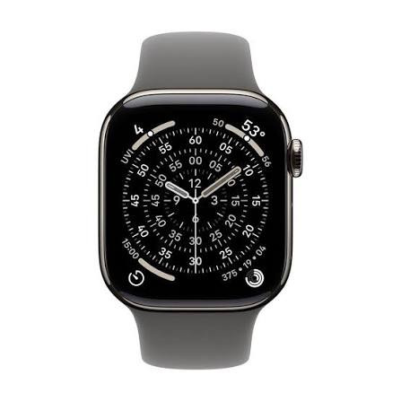 Apple Watch Series 11 GPS + Cellular 42mm Natural Titanium Case with Stone Grey Sport Band - S/M | MF8M4MP/A