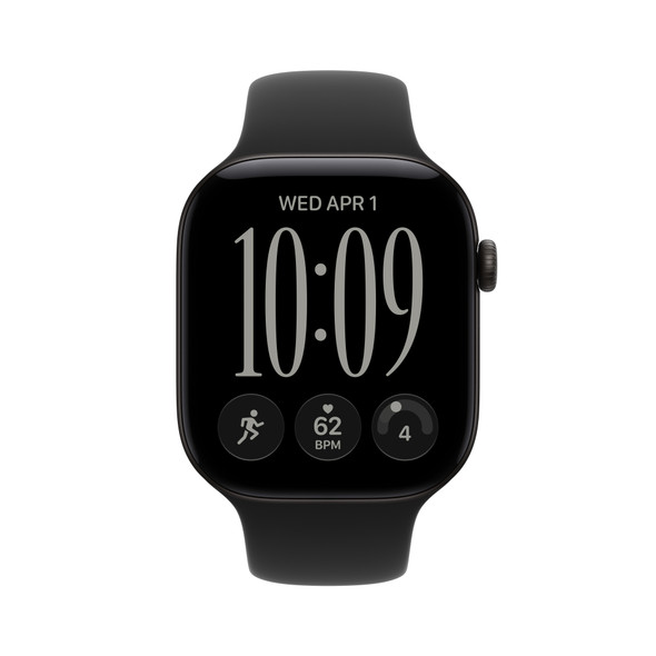 Apple Watch Series 12 GPS 46mm Black Aluminium Case with Black Sport Band - S/M | MJEK4MP/A
