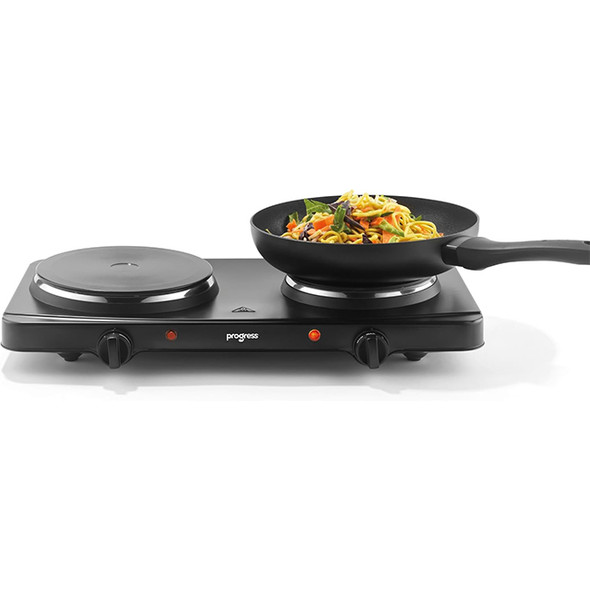 Progress EK6674P Double Hot Plate | Stainless Steel & Black | EK6674P