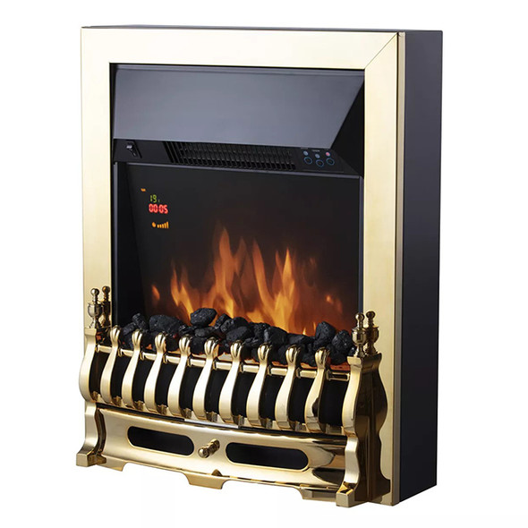 Warmlite WL45049 Whitby 2KW Electric Fire Inset with Remote Control | Brass | WL45049