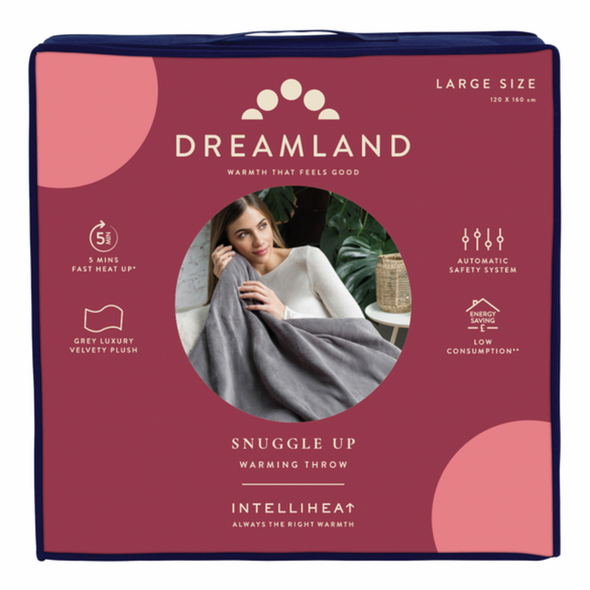 Dreamland Snuggle Up Electric Warming Throw - Grey | 16707