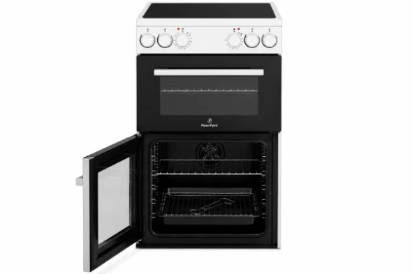PowerPoint 50 Cm Double Oven Ceramic Top Cooker White | P05C2AW