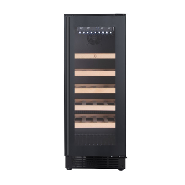 PowerPoint 19 Bottle Wine Cooler – 30cm | Single Temperature Zone | Black Glass | P3919HSZ 