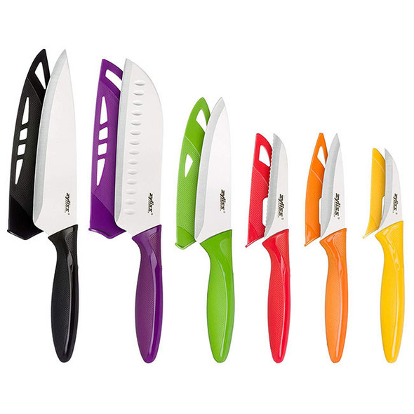  Zyliss E920144 Peeling Knife, Smooth Paring Knife, Utility Knife, Santoku Knife, Chefs Knife 6 Piece Set 