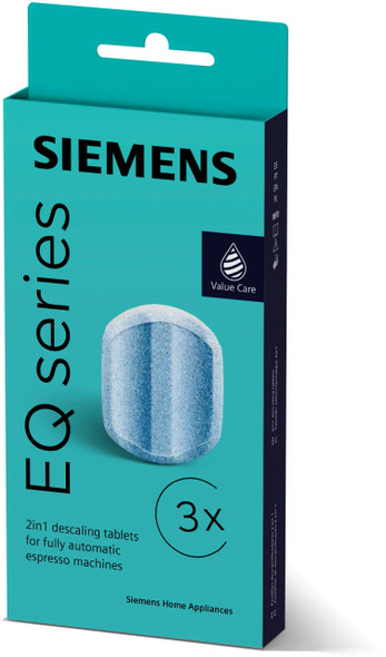 Siemens EQ.Series descaling, cleaning tablets, water filter, brush
