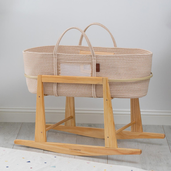 Clevamama ClevaMama Moses Basket with ClevaFoam Mattress & Wooden Stand | 3808 