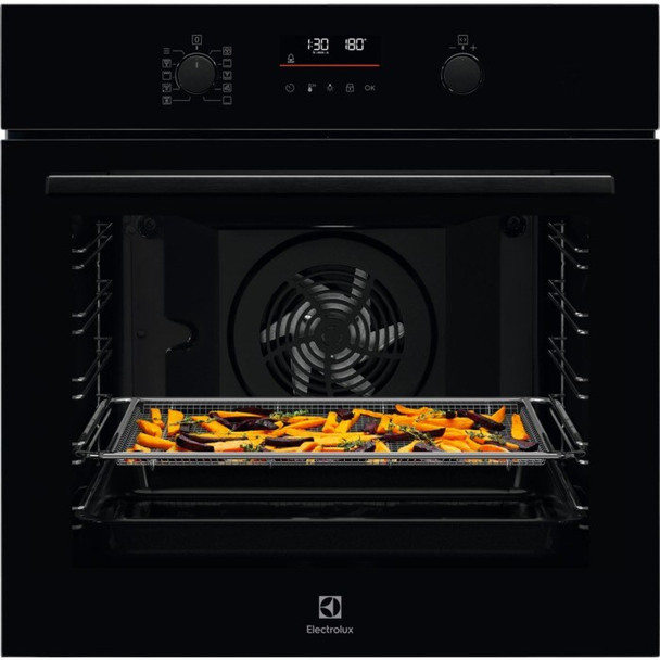 Electrolux Built-In Pyrolytic Multifunction Oven with Air Fry Function - Black | EOM6P46K