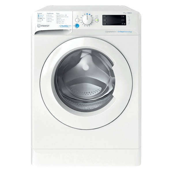 Indesit 11kg Steam Push&Go Washing Machine 1400rpm - White | BWE111496XWVUK