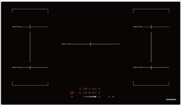 Nordmende NordMende 90cm 5 x Zone Touch Control Induction Hob 2 x Bridge Zone - Black | HCI902FL 