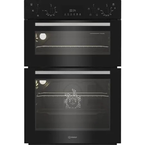 Indesit Built In Electric Fan Double Oven - Black | DII10DB   Indesit Built In Electric Fan Double Oven - Black | DII10DB