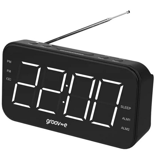 Groove Groov-e GVCR02BK Radio Curve Rechargeable Alarm Clock Radio | Black 