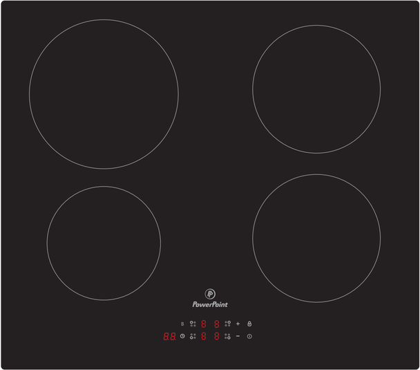  PowerPoint 60cm 4 Zone Induction Ceramic Hob | P154MDINTC 