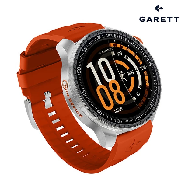  Garett COMPASS GPS Smartwatch | SILVER STEEL 
(with Additional Black Silicone Quick Release Strap) 