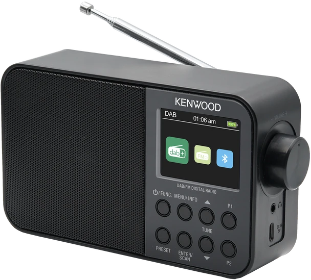 Kenwood CR-M30DAB-B Portable DAB+ Radio with Bluetooth, Built-in Battery & 6.1 cm Colour Display, Black | CRM30DABB