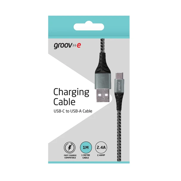  Groove USB-C to USB-A Charging Cable 1M Braided - Space Grey | GVMA005SG 