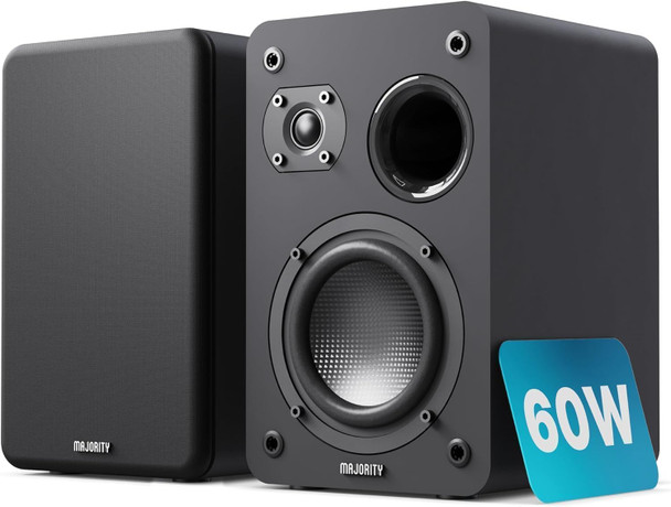  Majority D70X Passive Bookshelf Speakers – 60W | Carbon Fibre Drivers | Black | 1000003082 
