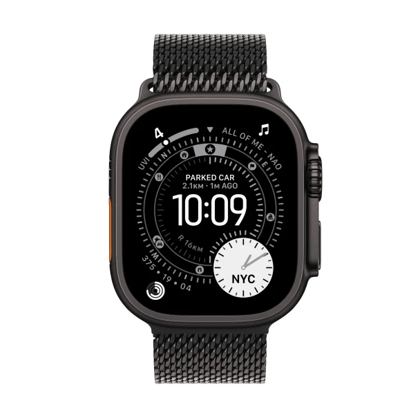 Apple Watch Ultra 3 GPS + Cellular 49mm Black Titanium Case with Black Titanium Milanese Loop - Medium | MF1Q4DH/A