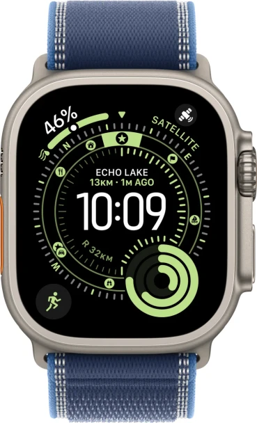 Apple Watch Ultra 3 GPS + Cellular 49mm Natural Titanium Case with Blue/Bright Blue Trail Loop - S/M | MEWR4DH/A
