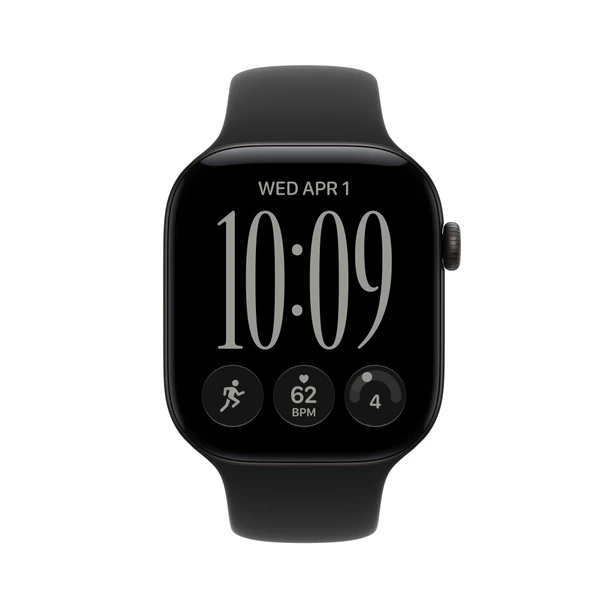 Apple Watch Series 12 GPS 46mm Black Aluminium Case with Black Sport Band - S/M | MJEK4MP/A
