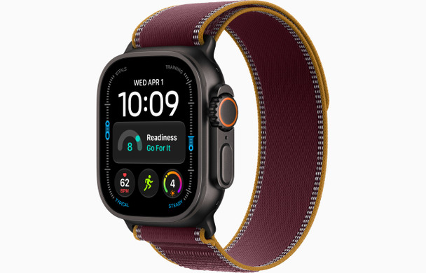  Apple Watch Ultra 4 GPS + Cellular 49mm Black Titanium Case with Burgundy Trail Loop - M/L | MJC44DH/A 