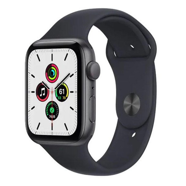 Apple Watch SE GPS, 44mm Space Grey Aluminium Case with Midnight Sport Band - Regular or MKQ63B/A