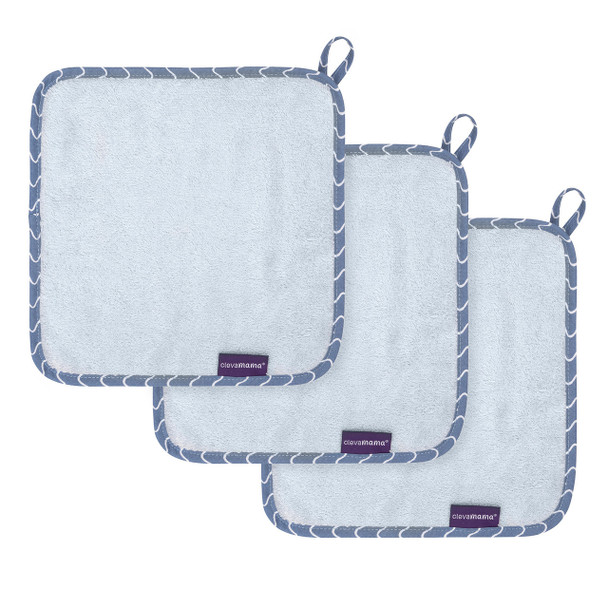 Clevamama ClevaMama Bamboo Baby Washcloth Set (3Pk) - Blue | 3536 