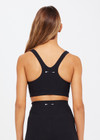THE UPSIDE women's black Peached Jade Bra is a sustainable scoop neck full coverage T back bra with internal elastic underbust and removable cups.