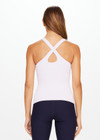 THE UPSIDE Balance Seamless Lenny Tank in Orchid Purple is a scoop neck seamless rib tank with removable cups and cross back straps.