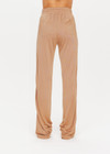 THE UPSIDE women’s mocha mid-rise Celeste Pant made with slinky fabrication features a relaxed straight leg fit, elasticated waist with drawcord and knitted stripe tape down side seams.