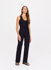 THE UPSIDE women's black Onyx Alina Pant is made from a recycled soft peached fabric with a brushed handfeel. This straight leg pant features a drawcord at the waist and moisture-wicking, breathable and quick-drying properties.