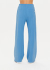 THE UPSIDE women's lagoon-blue high-waisted Fortuna Roma Pant made with lenzing viscose fabrication features an elasticated waist with drawcord, stripe binds down sides, invisible zips at hems, and pockets on front and back.