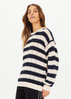 THE UPSIDE women's black and cream stripe Queens Boo Knit made with organic combed cotton knit features soft rib cuffs, neck and hem;  a classic/staple knitwear piece.