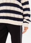 THE UPSIDE women's black and cream stripe Queens Boo Knit made with organic combed cotton knit features soft rib cuffs, neck and hem;  a classic/staple knitwear piece.