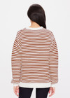 THE UPSIDE women's striped Boo Knit Sweater is made from organic cotton. The cream and tan striped Knit features a soft rib cuff, neck and hem. Designed for leisure and recovery.