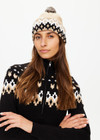 THE UPSIDE women’s khaki Fairbanks Knit Beanie is made from organic cotton. The relaxed warm beanie features multi yarn pom pom. Designed for Après-ski and winterwear.