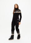 THE UPSIDE women’s black Fairbanks Blanche Half Zip is made from organic cotton. The high neck top features knitted fair isle pattern. Designed for Après-ski and winterwear.
