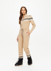 THE UPSIDE women’s khaki Fairbanks Jojo Knit Jogger is made from organic cotton. The cuffed pants features side pockets and soft knitted waistband. Designed for Après-ski and winterwear.