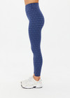 THE UPSIDE women's blue abstract print Farrow 25 inch High Midi Pant is made from a recycled jacquard rib fabric with breathable, quick drying and moisture wicking properties. This high waisted legging features a V-shaped front and is designed for yoga, pilates and barre.