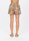 THE UPSIDE women's neutral paisley print Vadella Jordi Short is made from organic cotton.The shorts are a relaxed and lightweight fit while featuring an adjustable waistband with a drawcord and side seam pockets. Designed for recovery and relaxation.