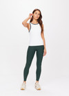 THE UPSIDE women's white Kirsty Rib Tank Top is made in recycled moisture wicking ribbed fabrication. The performance tank features a stylish stripped rib on the neckband and armholes. Designed for tennis.