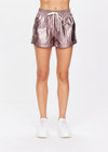 THE UPSIDE women's metallic Billie Run Short is a mid rise, lightweight short featuring an elasticated waistband, drawcord, side seam pockets. Lined with mesh.