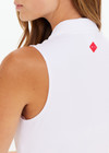 THE UPSIDE women's white Renshaw Beth Pleated Dress is made from recycled peached. The tennis dress features built in shorts with pockets. Designed for tennis and pickleball.