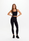 THE UPSIDE women's black Saloon Elyse crop top, made from recycled soft peached, features a square neck crop and an internal shelf bra with removable cups.