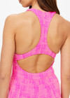 THE UPSIDE women's Nevada Lia Cutout Onesie is made from specialty fabric. The one piece playsuit features removable cups. Designed for yoga, barre and pilates.