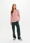 THE UPSIDE women's dusty pink Glory Chesca Knit Long Sleeve Top is made from organic cotton and features ribbed neckline, hem and cuffs.