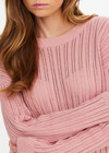 THE UPSIDE women's dusty pink Glory Chesca Knit Long Sleeve Top is made from organic cotton and features ribbed neckline, hem and cuffs.