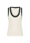 THE UPSIDE women's cream Dusty Ray Knit Tank is made from organic cotton. The open knit tank features ribbed neckline and armholes. Designed for comfort.