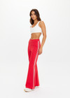 THE UPSIDE women's red Muse Flare Pant is designed for a mid to low rise fit with side seam pockets in a soft suiting fabrication. The perfect everyday or travel pant.