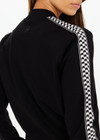 THE UPSIDE women's black Moto Kasia Zip Through Jacket is a soft suiting lenzing fabrication with welt pockets. The ideal travel jacket.